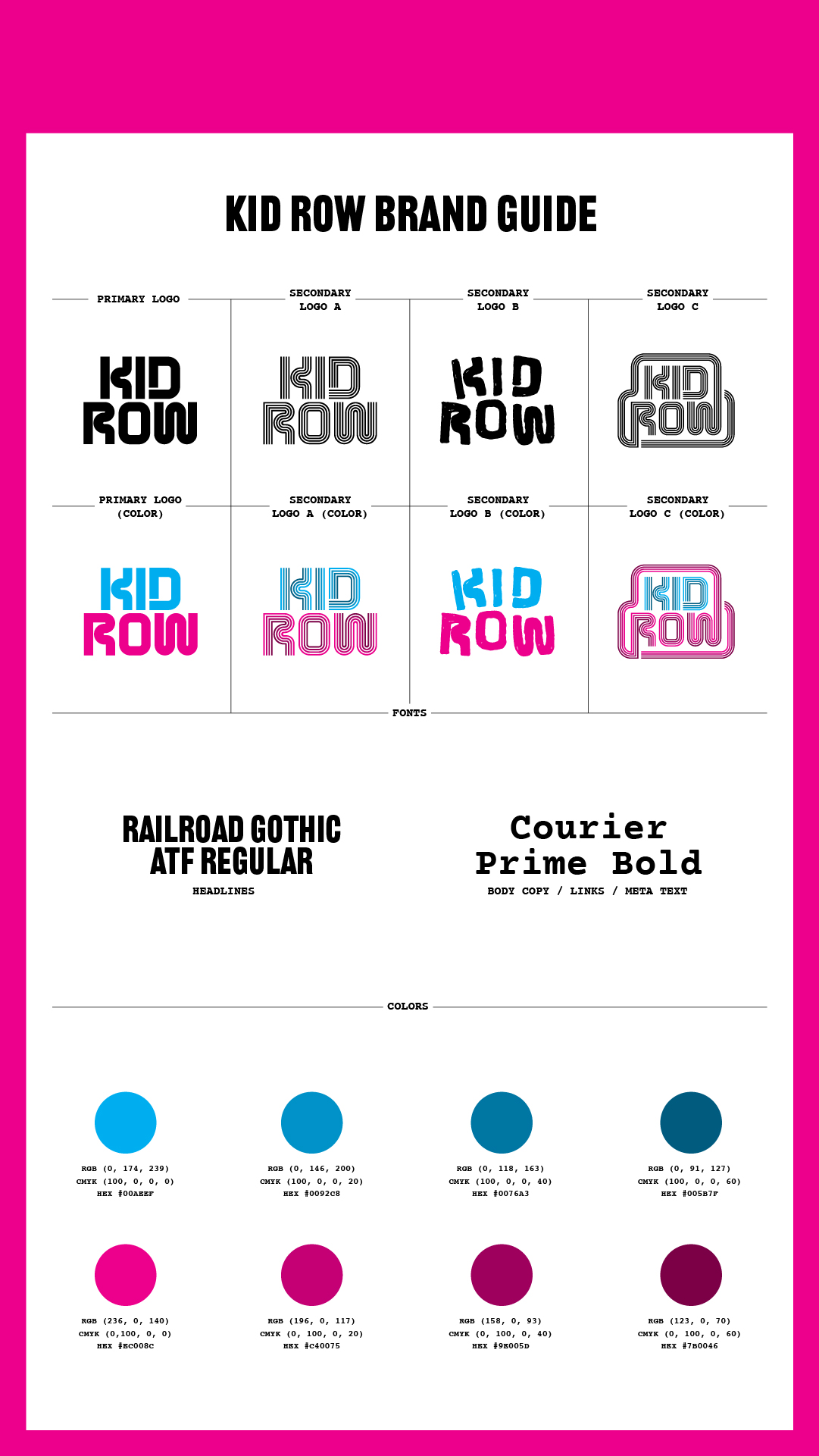 Kid Row brand guide layout