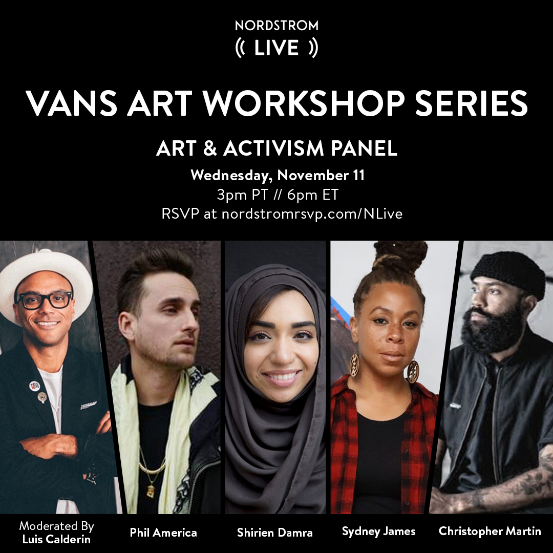 Flyer featuring 5 artists for Vans Nordstrom art panel